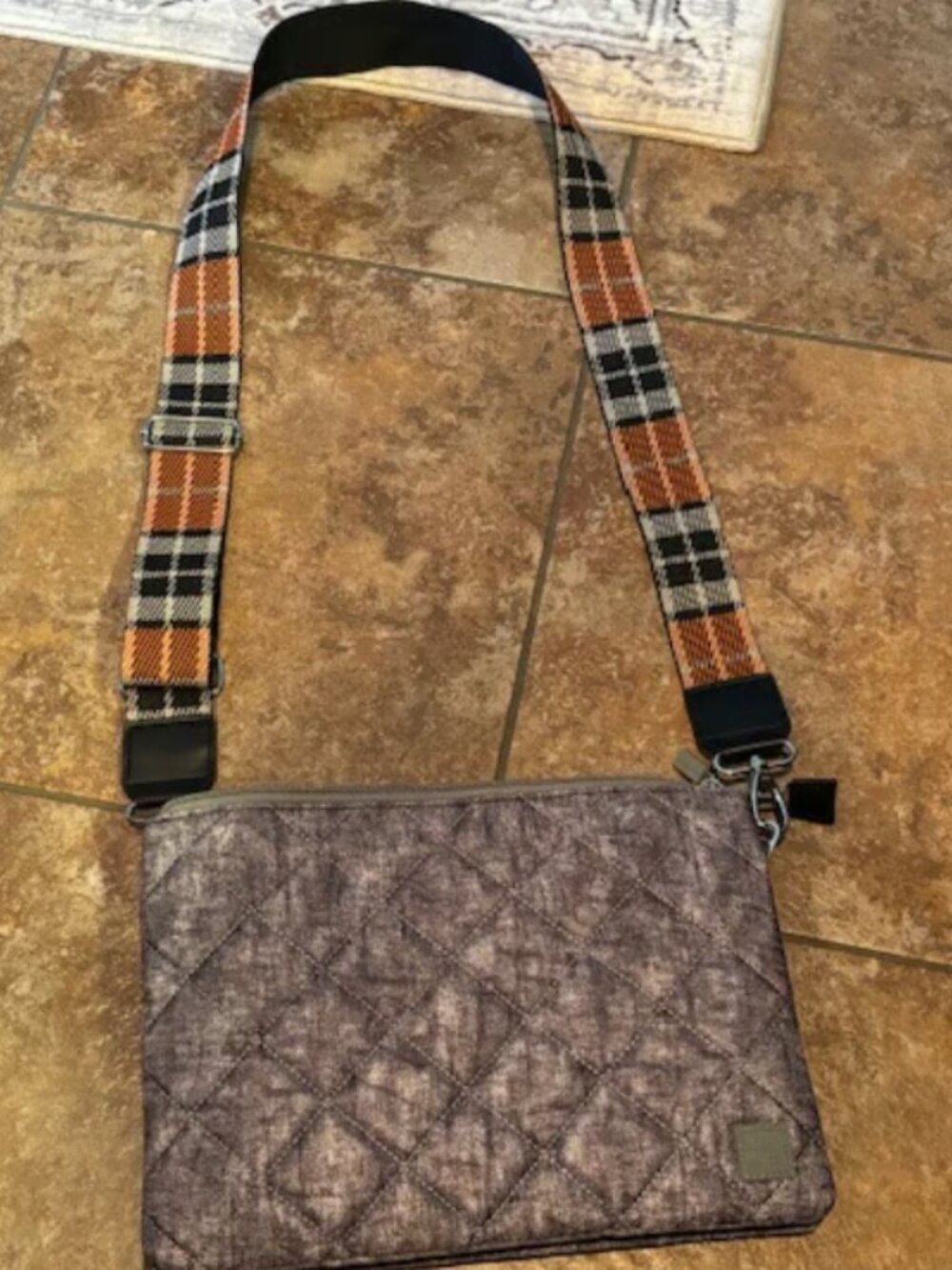 IHKWIP Black/Grey Crossbody with Plaid Strap